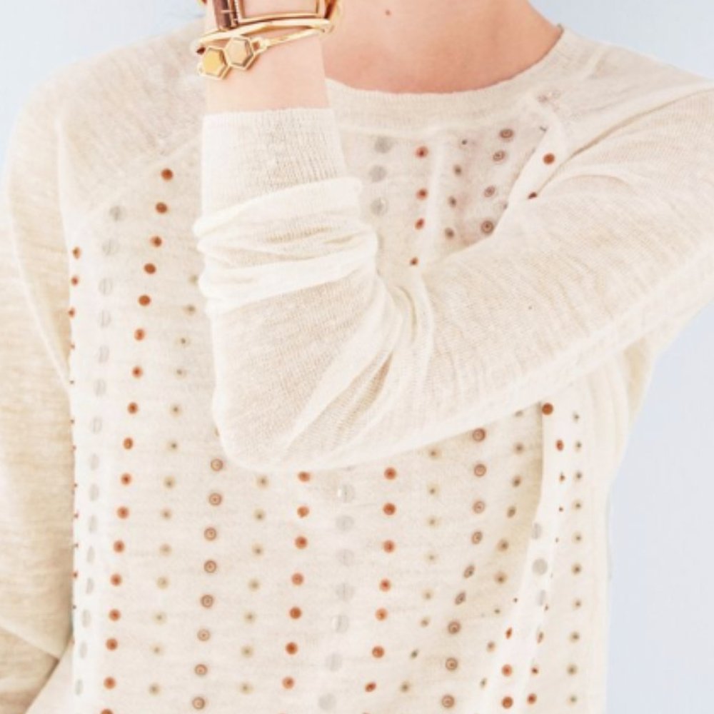 jcrew linen sequin sweater